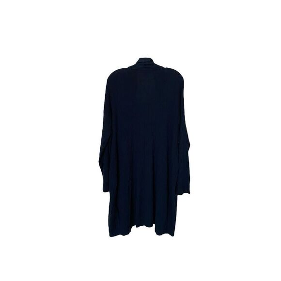 Eileen Fisher Navy Blue Ribbed Knit Shawl Collar Long Cardigan NWT Size Large - Picture 2 of 5
